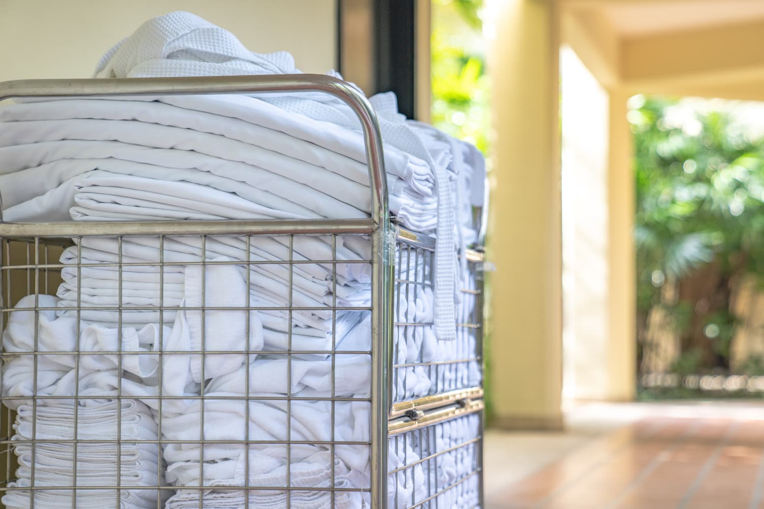 Curtains in a basket after the laundry