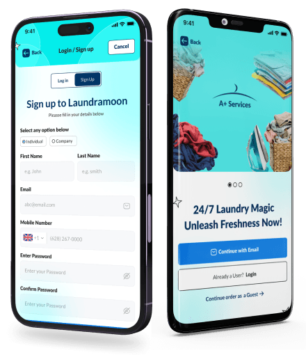 LaundraMoon mobile app previews