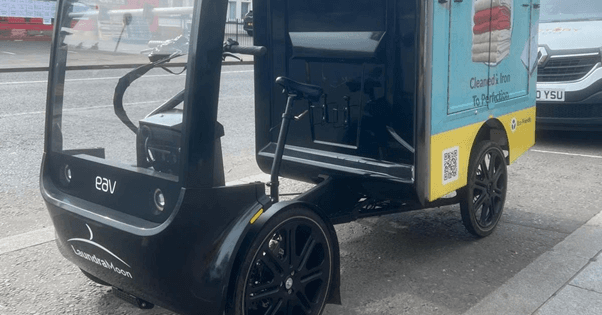 E Bike Delivery Delivery E Bike for delivery and pickup of laundry items. The Eco friendly solution