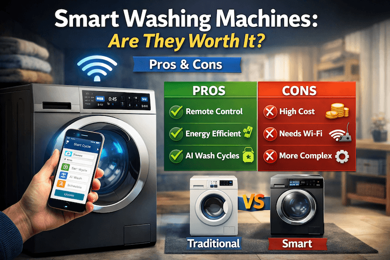 Smart Washing Machines: Are They Worth It in 2026? In today’s fast-paced world, laundry is no longer just a household chore—it’s becoming a smart, efficient, and technology-driven experience. With the rise of smart homes, smart washing machines are gaining popularity across modern households. But the real question remains: are smart washing machines truly worth the investment? Let’s explore everything you need to know before making the switch.